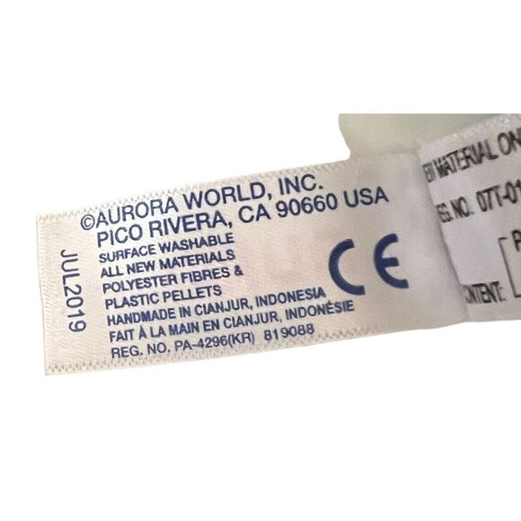 Aurora Unicorn Plush Stuffed Animal 9" White Pink Pastel Mane Tail Gold Horn - Picture 8 of 9